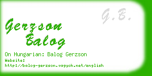 gerzson balog business card